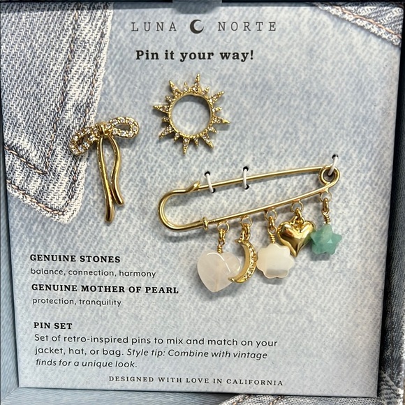Luna Norte | Brooch Set w/ Genuine Stones ✨ - Picture 1 of 9